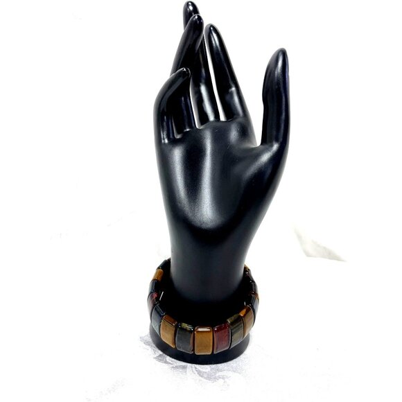 Tiger Eye Stretch Bracelet 1” Chunky Various Colored Tigers Eye Stones - Picture 2 of 4